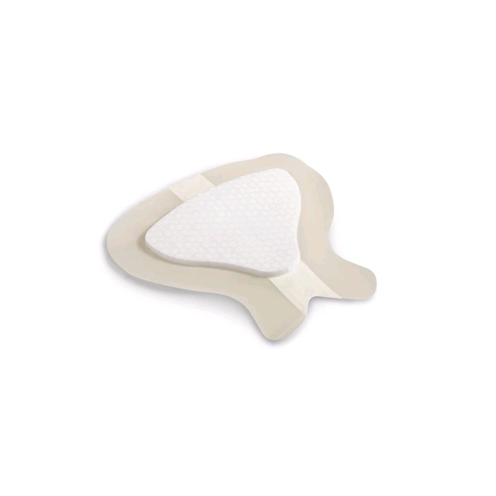 Hartmann HydroTac sakraler Schaumverband 18×18 cm: weißes Pad, beiger Rand
