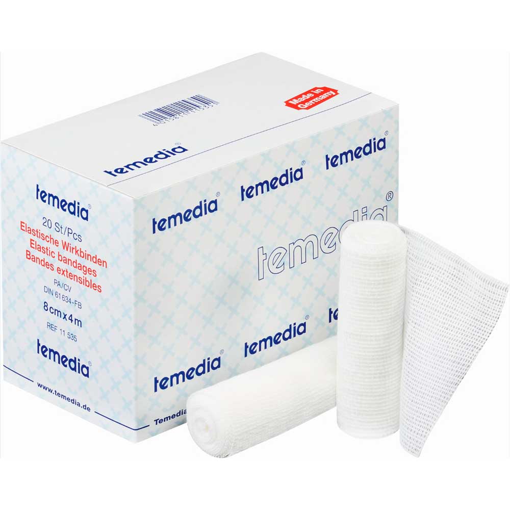 Elastische Wirkbinde Temedia® weiß, Strickgewebe-Rollen für Verbandanwendungen (20 Stück)