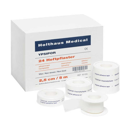 Holthaus Medical YPSIPOR Vlies-Heftpflaster, 24 Heftpflaster in weißer Packung
