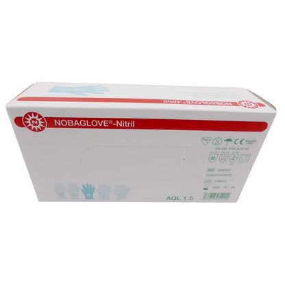NOBAGLOVE®-Nitril Nitrilhandschuhe (blau) in Kartonverpackung, Oberseite