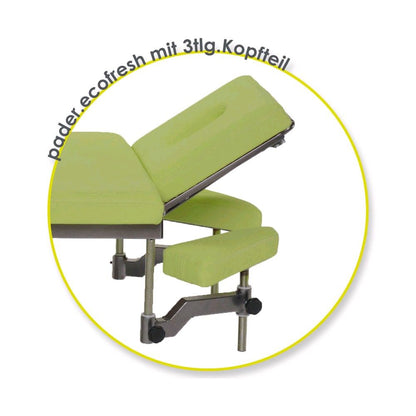 Gepolstertes Kopfteil (3-teilig) in Lindgrün mit Armauflagen und Standfüßen