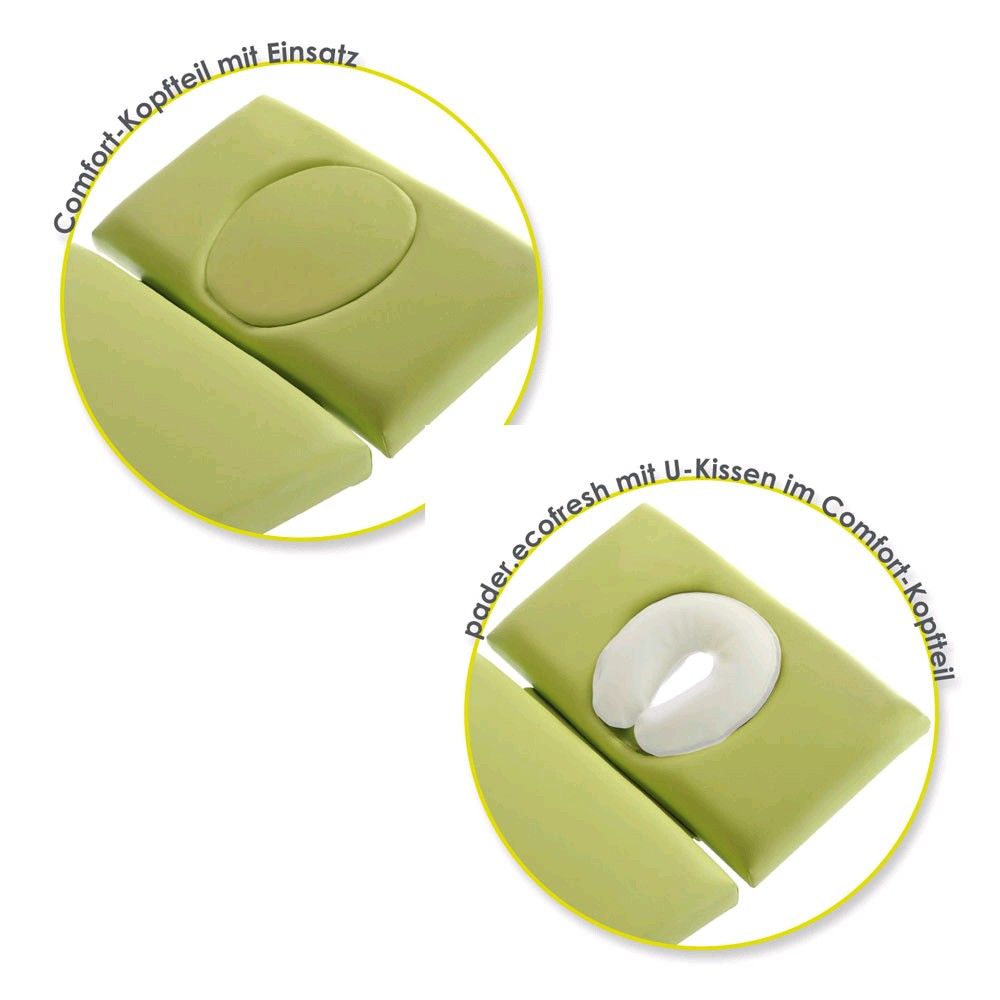 Pader eco fresh Kopfteil mit gepolsterten Seiten, 3-teilig, Armauflagen, hellgrün