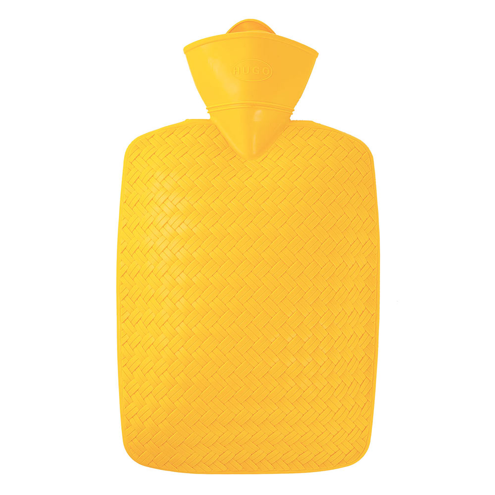 Wärmflasche 1,8 l mit Flechtoptik, orangengelb, mit Einfüllstutzen