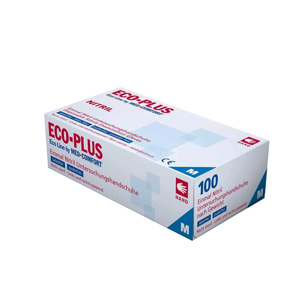 Ampri Eco Plus Nitril-Untersuchungshandschuhe, puderfrei, Größe M, 100 Stück (Verpackung)