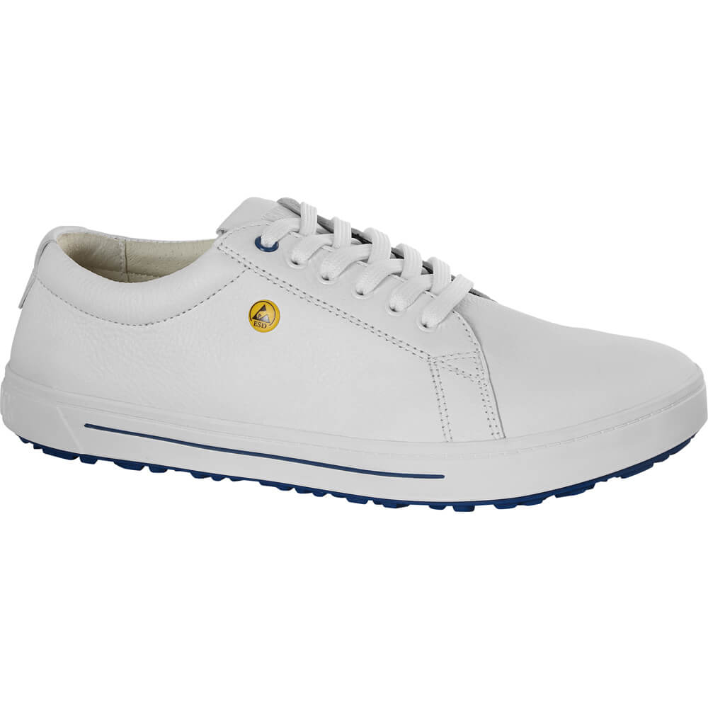 ESD-Sneaker von Birkenstock, weißer Schnürschuh aus Leder mit Profilsohle