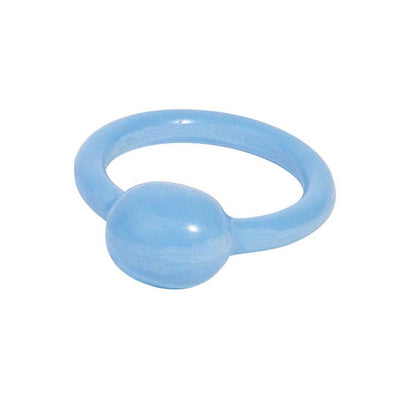 Urethra-Pessar aus blauem Silikon: Kalotte am unteren Teil, Ring am oberen