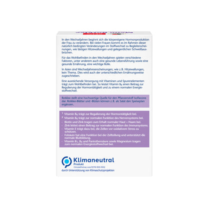 Doppelherz aktiv Meno Rotklee Kapseln, Rückseite mit Klimaneutral-Label