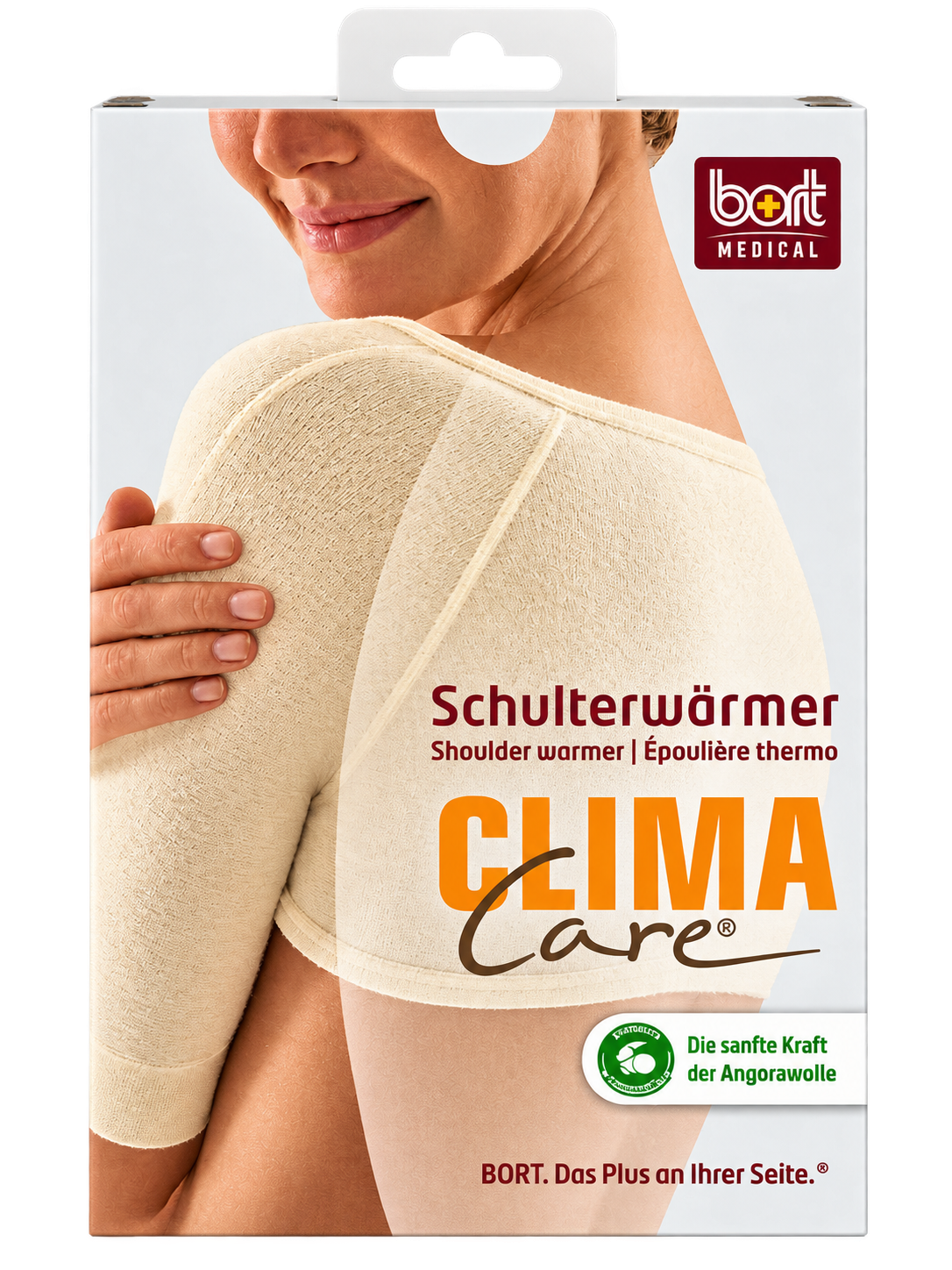 ClimaCare® Schulterwärmer von Bort, cremefarbener Baumwolle+Angora-Wärmer für die Schulter