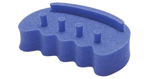 Foam hand trainers allow step-by-step training with removable pins